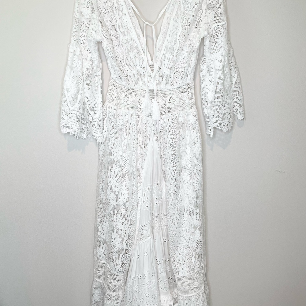 Antica Sartoria Positano lace V neck Italian countryside dress - Italy import - Picture 5 of 16